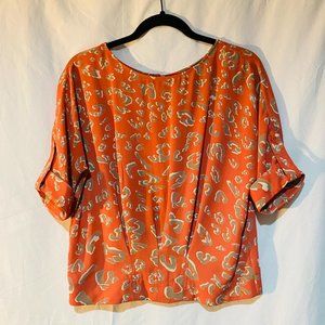 BCBG | Peach Leopard Print Cropped Blouse